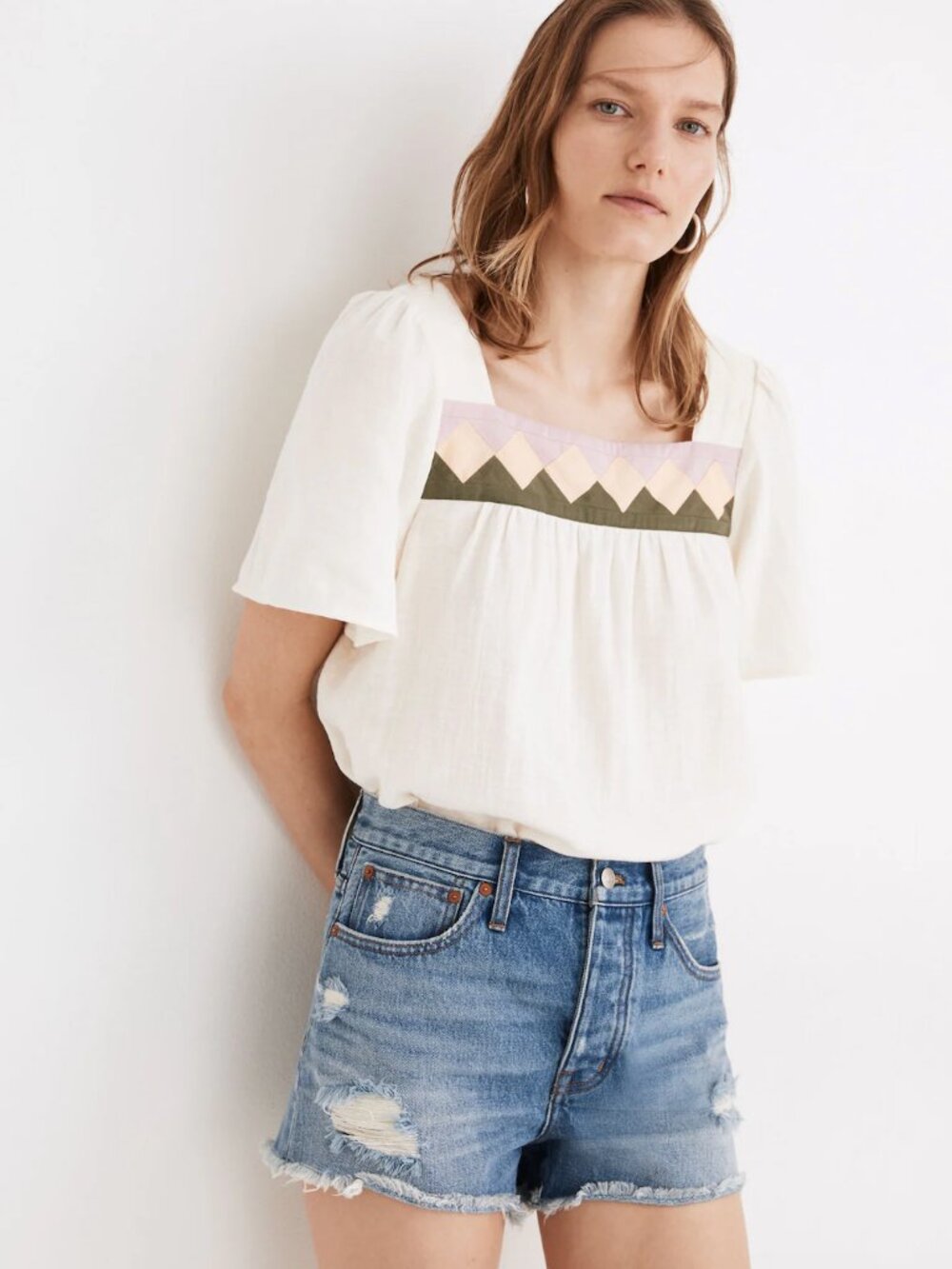 Madewell Relaxed Denim Shorts in Homecrest Wash: Ripped Edition Size 24